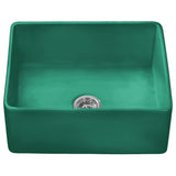 Ruvati Fiamma 23-inch Fireclay Farmhouse Kitchen Laundry Utility Sink Single Bowl, Emerald Green, RVL2468EG