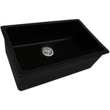 Ruvati Fiamma 27-inch Fireclay Undermount / Drop-in Topmount Kitchen Sink Single Bowl, Black, RVL2707BK