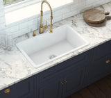 Alternative View of Ruvati Fiamma 30" Undermount Fireclay Kitchen Sink, White, RVL3030WH