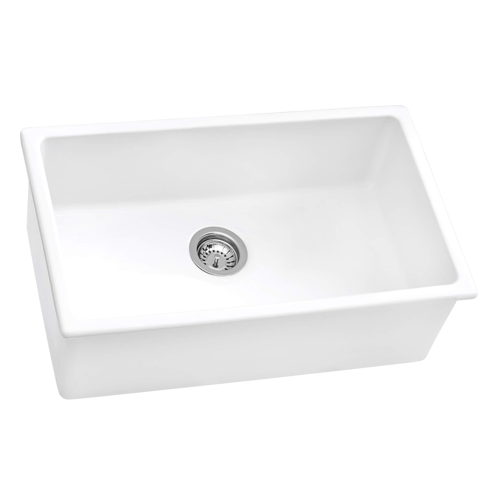 Alternative View of Ruvati Fiamma 30" Undermount Fireclay Kitchen Sink, White, RVL3030WH