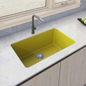 Alternate Image for Ruvati Fiamma 30-inch Fireclay Undermount / Drop-in Topmount Kitchen Sink Single Bowl, Yellow, Tuscan Yellow, RVL3030YL