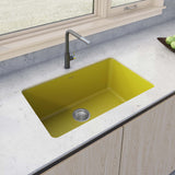 Main Image of Ruvati Fiamma 30-inch Fireclay Undermount / Drop-in Topmount Kitchen Sink Single Bowl, Yellow, Tuscan Yellow, RVL3030YL