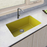 Ruvati Fiamma 30-inch Fireclay Undermount / Drop-in Topmount Kitchen Sink Single Bowl, Yellow, Tuscan Yellow, RVL3030YL