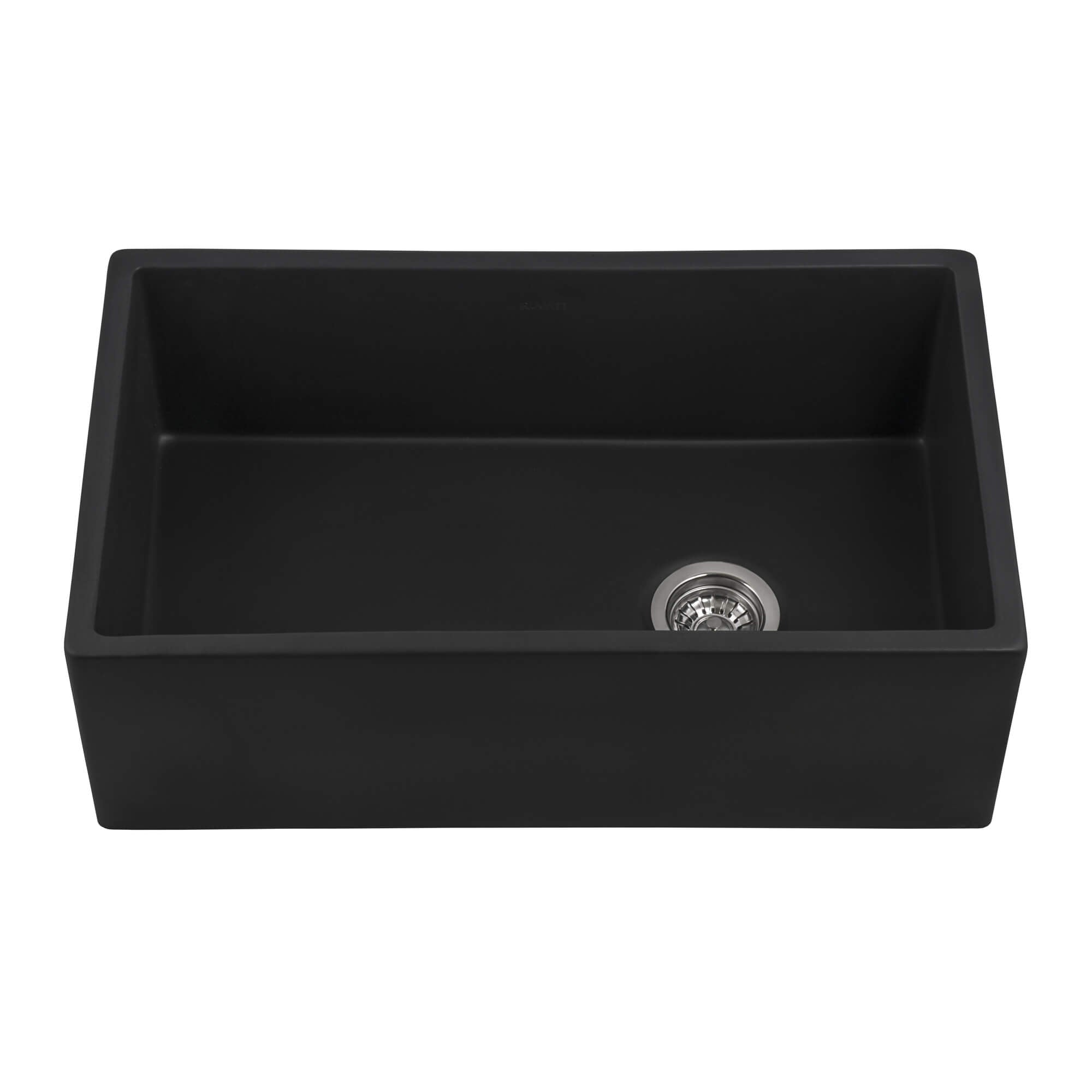Alternative View of Ruvati Fiamma 30" Fireclay Offset Drain Farmhouse Sink, Matte Black, RVL4018MBK