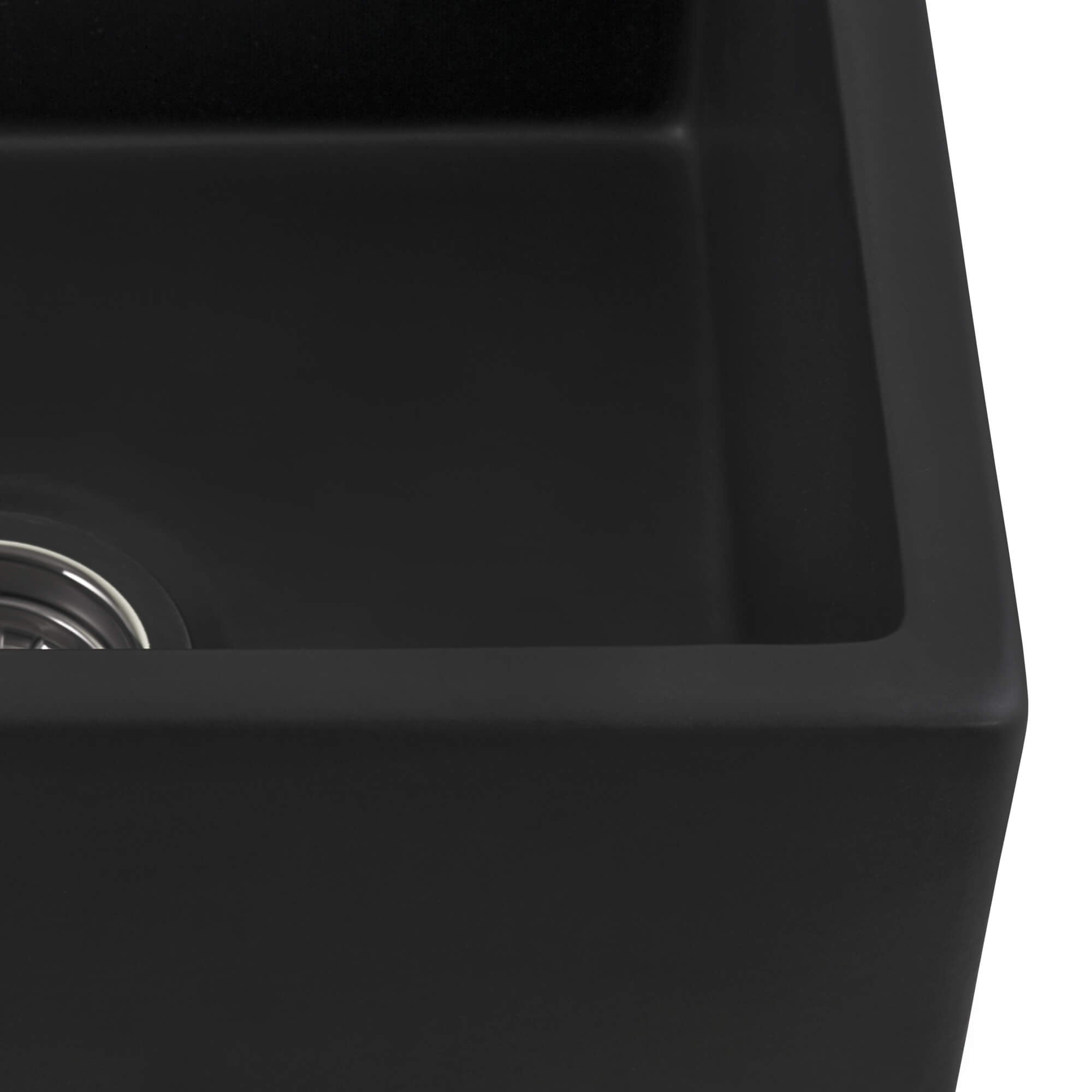 Alternative View of Ruvati Fiamma 30" Fireclay Offset Drain Farmhouse Sink, Matte Black, RVL4018MBK