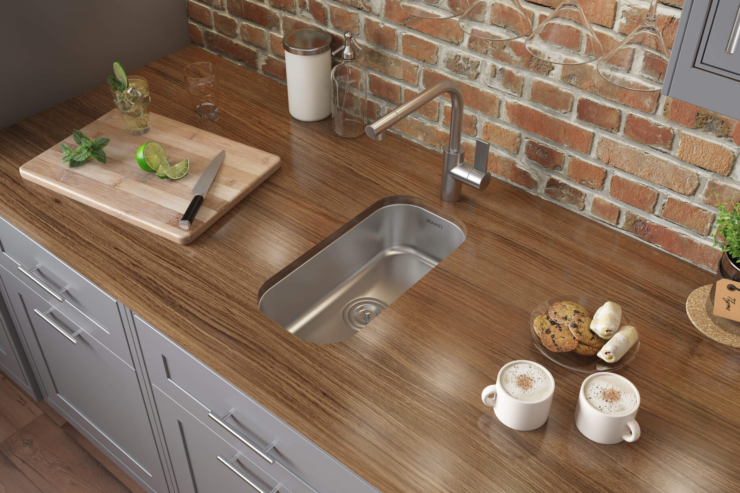 Alternative View of Ruvati Parmi 10" Undermount Rectangle Stainless Steel Bar/Prep Sink, 16 Gauge, RVM4119