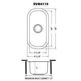 Alternative View of Ruvati Parmi 10" Undermount Rectangle Stainless Steel Bar/Prep Sink, 16 Gauge, RVM4119