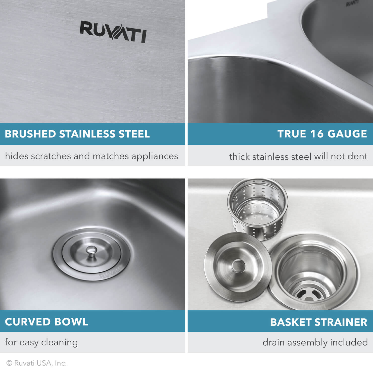 Alternative View of Ruvati Parmi 21" Undermount Stainless Steel Bar/Prep Sink, 16 Gauge, RVM4131
