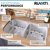 Alternative View of Ruvati Parmi 32" Undermount Stainless Steel Kitchen Sink, 50/50 Double Bowl, 16 Gauge, RVM4300