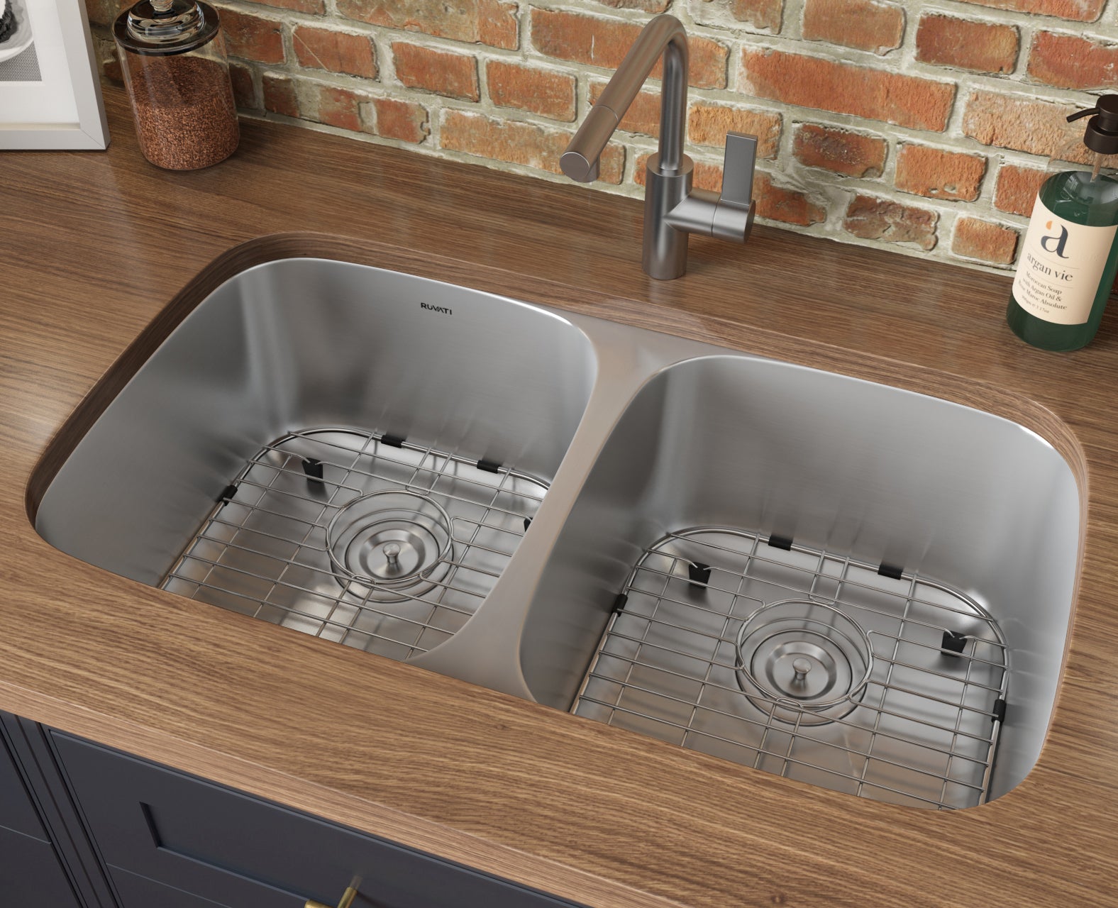 Alternative View of Ruvati Parmi 29" Undermount Stainless Steel Kitchen Sink, 50/50 Double Bowl, 16 Gauge, RVM4301
