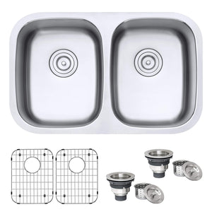 Alternate Image for Ruvati Parmi 29" Undermount Stainless Steel Kitchen Sink, 50/50 Double Bowl, 16 Gauge, RVM4301