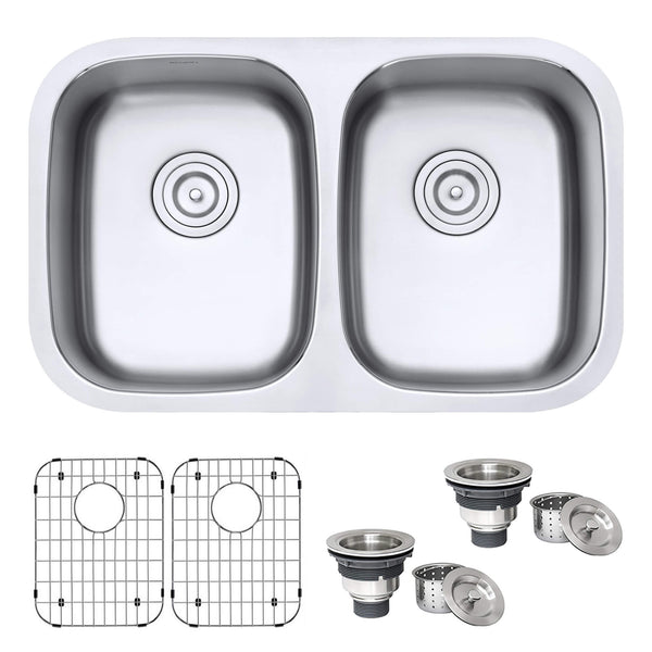 Main Image of Ruvati Parmi 29" Undermount Stainless Steel Kitchen Sink, 50/50 Double Bowl, 16 Gauge, RVM4301