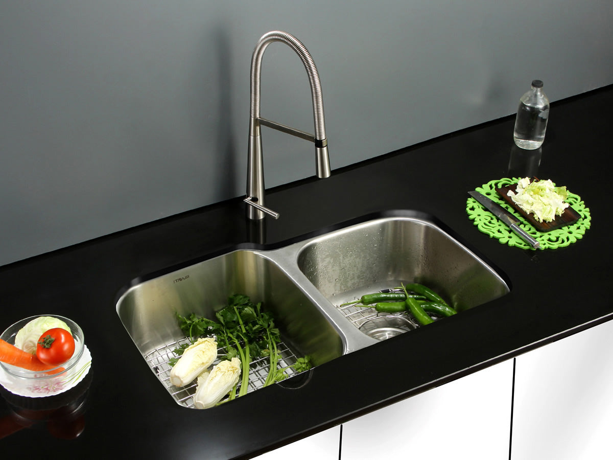Alternative View of Ruvati Parmi 32" Undermount Stainless Steel Kitchen Sink, 60/40 Double Bowl, 16 Gauge, RVM4310