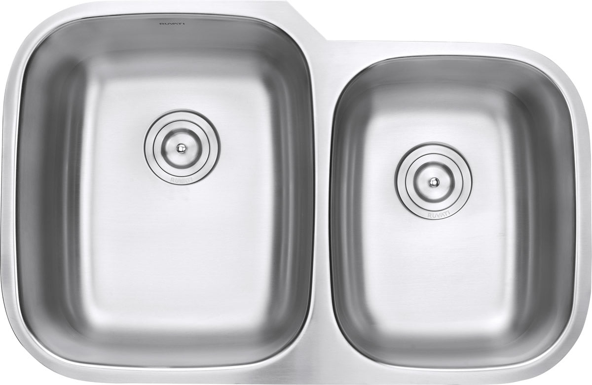 Alternative View of Ruvati Parmi 32" Undermount Stainless Steel Kitchen Sink, 60/40 Double Bowl, 16 Gauge, RVM4310