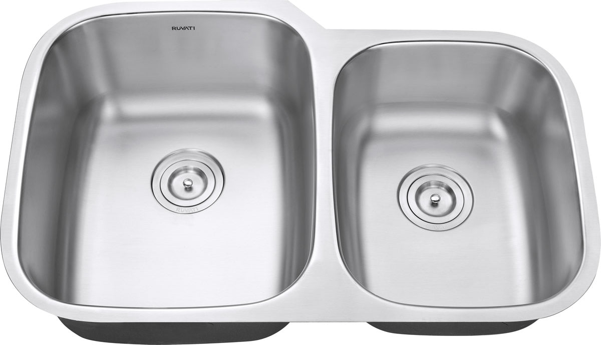 Alternative View of Ruvati Parmi 32" Undermount Stainless Steel Kitchen Sink, 60/40 Double Bowl, 16 Gauge, RVM4310