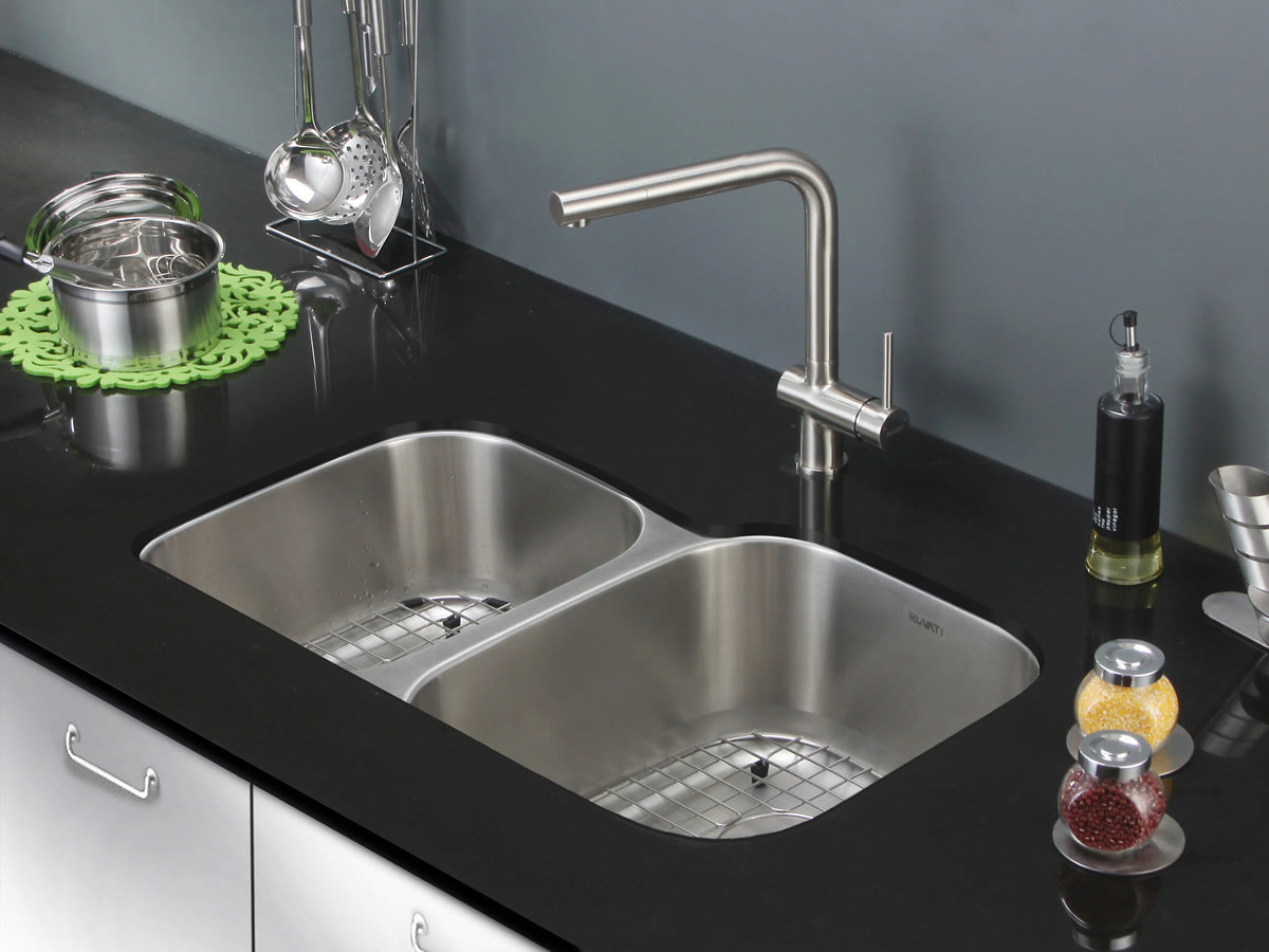 Alternative View of Ruvati Parmi 32" Undermount Stainless Steel Kitchen Sink, 40/60 Double Bowl, 16 Gauge, RVM4315