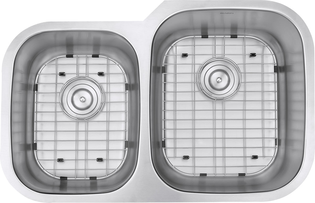 Alternative View of Ruvati Parmi 32" Undermount Stainless Steel Kitchen Sink, 40/60 Double Bowl, 16 Gauge, RVM4315