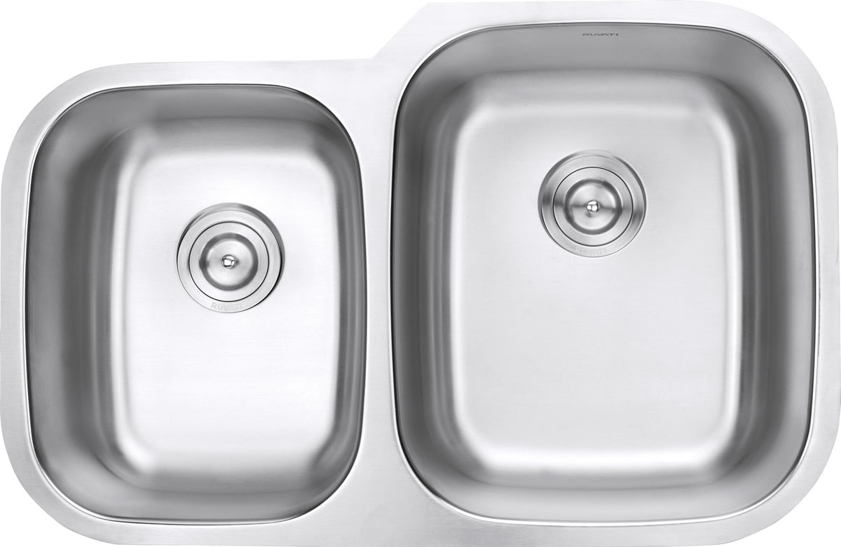 Alternative View of Ruvati Parmi 32" Undermount Stainless Steel Kitchen Sink, 40/60 Double Bowl, 16 Gauge, RVM4315