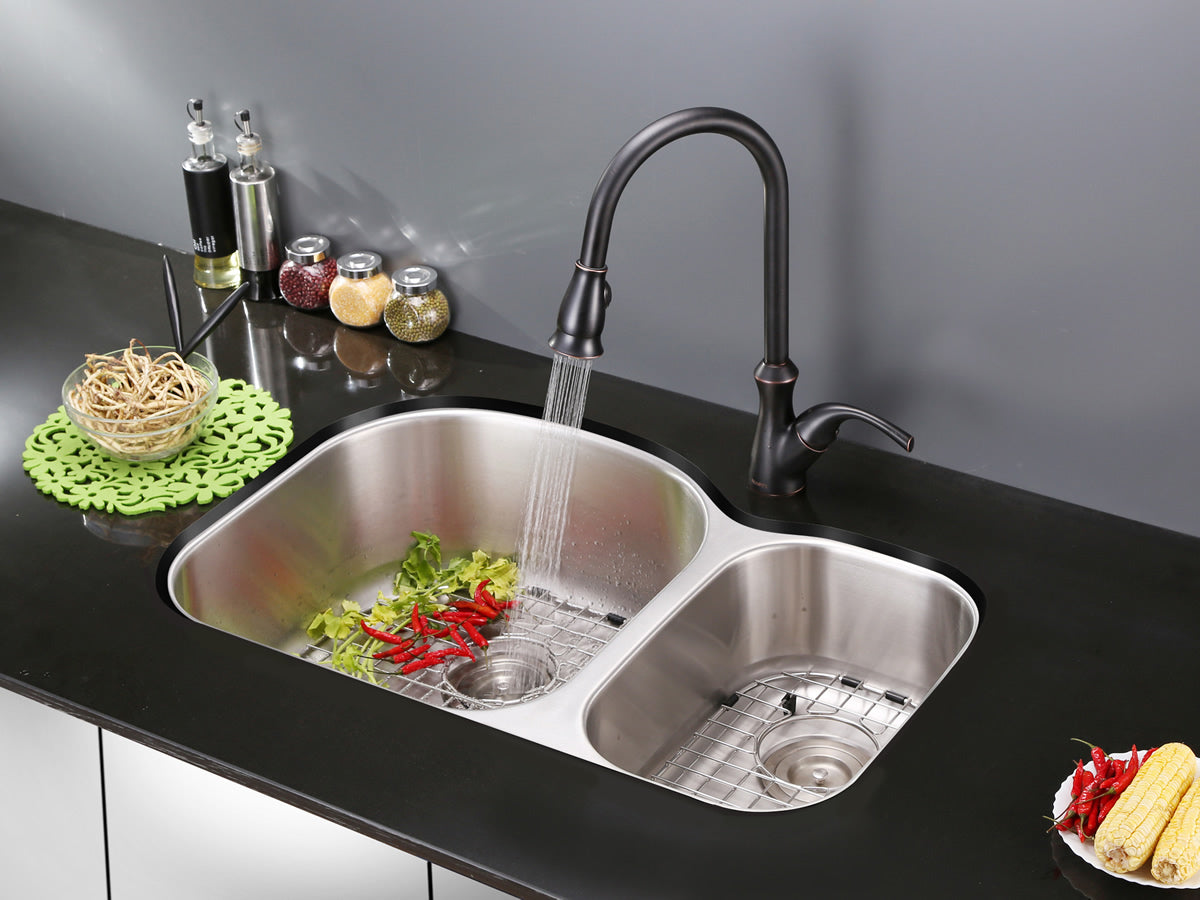 Alternative View of Ruvati Parmi 32" Undermount Stainless Steel Kitchen Sink, 60/40 Double Bowl, 16 Gauge, RVM4400