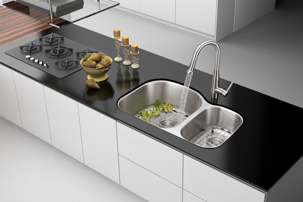 Alternative View of Ruvati Parmi 32" Undermount Stainless Steel Kitchen Sink, 60/40 Double Bowl, 16 Gauge, RVM4400