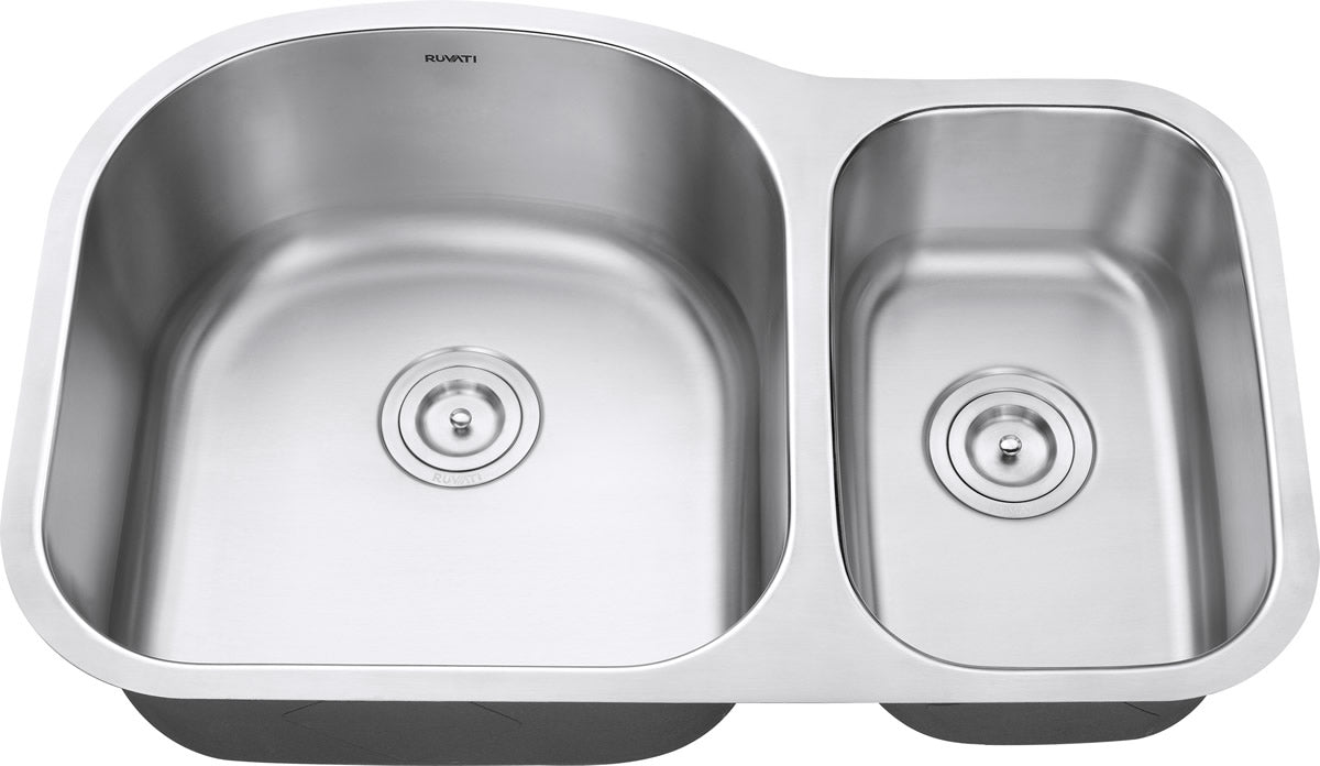 Alternative View of Ruvati Parmi 32" Undermount Stainless Steel Kitchen Sink, 60/40 Double Bowl, 16 Gauge, RVM4400