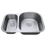 Alternative View of Ruvati Parmi 32" Undermount Stainless Steel Kitchen Sink, 40/60 Double Bowl, 16 Gauge, RVM4405