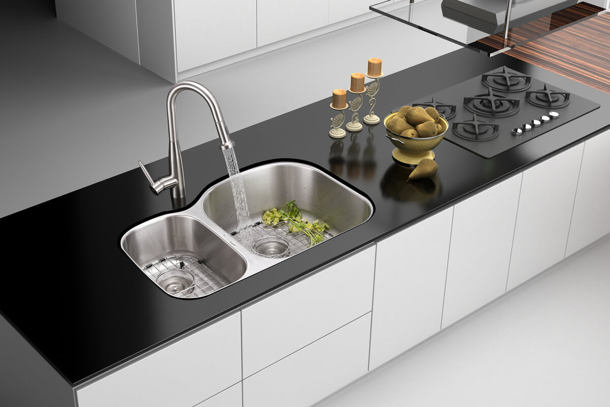 Alternative View of Ruvati Parmi 32" Undermount Stainless Steel Kitchen Sink, 40/60 Double Bowl, 16 Gauge, RVM4405