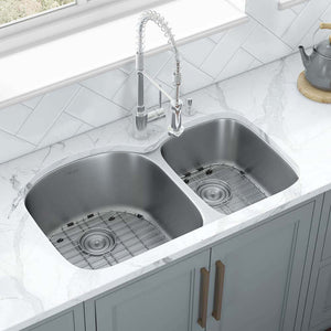 Alternate Image for Ruvati Parmi 34" Undermount Stainless Steel Kitchen Sink, 60/40 Double Bowl, 16 Gauge, RVM4600