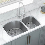Main Image of Ruvati Parmi 34" Undermount Stainless Steel Kitchen Sink, 60/40 Double Bowl, 16 Gauge, RVM4600