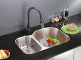 Alternative View of Ruvati Parmi 34" Undermount Stainless Steel Kitchen Sink, 40/60 Double Bowl, 16 Gauge, RVM4605