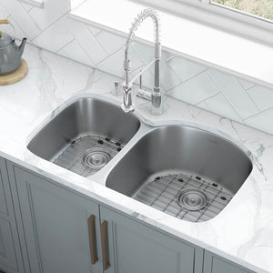 Alternate Image for Ruvati Parmi 34" Undermount Stainless Steel Kitchen Sink, 40/60 Double Bowl, 16 Gauge, RVM4605