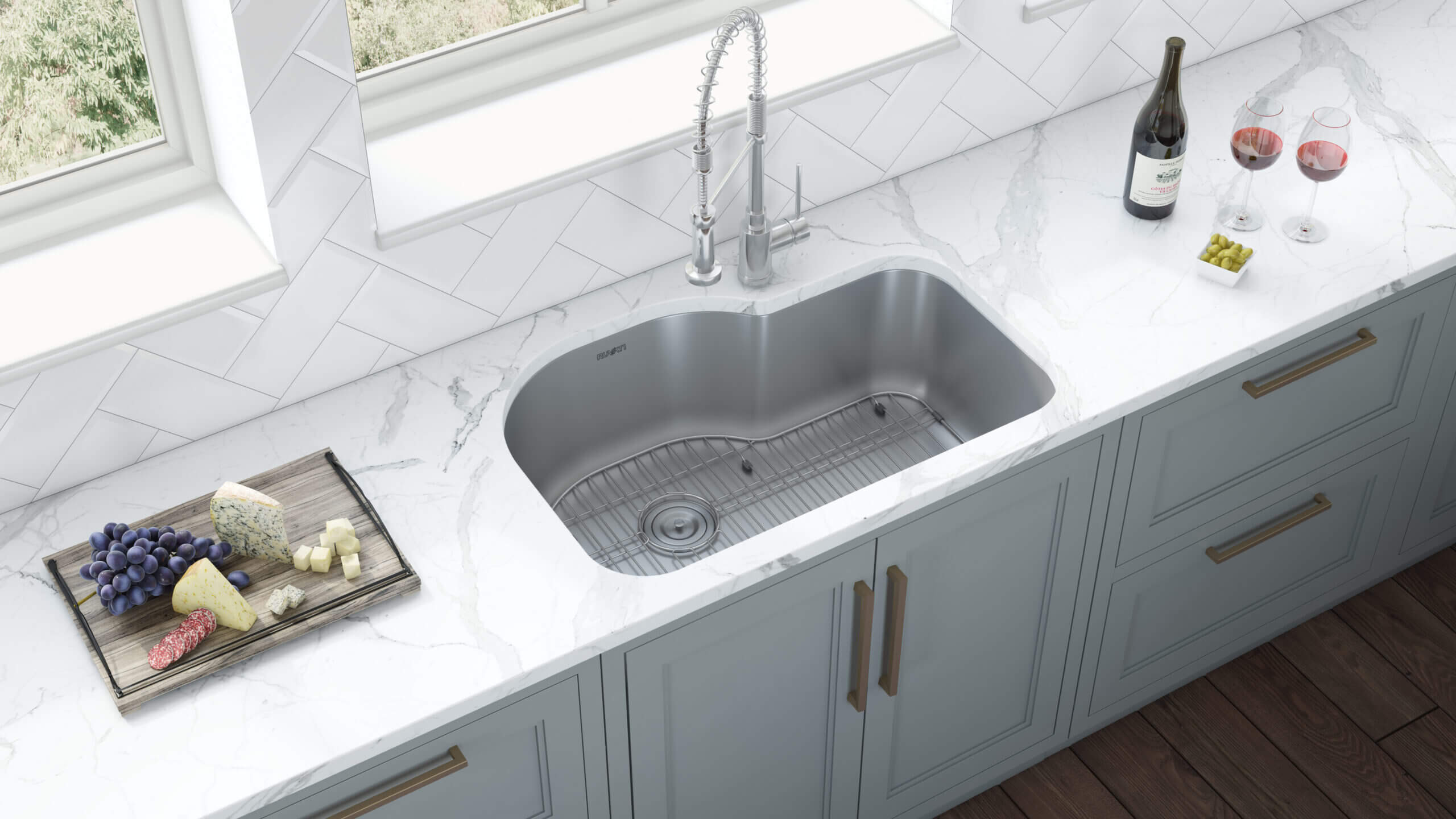 Alternative View of Ruvati Parmi 32" Undermount Stainless Steel Kitchen Sink, 16 Gauge, RVM4700