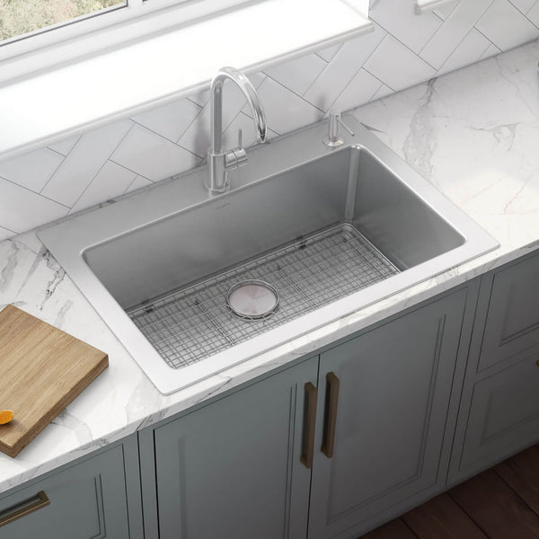 Main Image of Ruvati Modena 33" Drop-in Topmount Stainless Steel Kitchen Sink, 16 Gauge, RVM5001