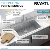 Alternative View of Ruvati Modena 33" Drop-in Topmount Stainless Steel Kitchen Sink, 16 Gauge, RVM5001