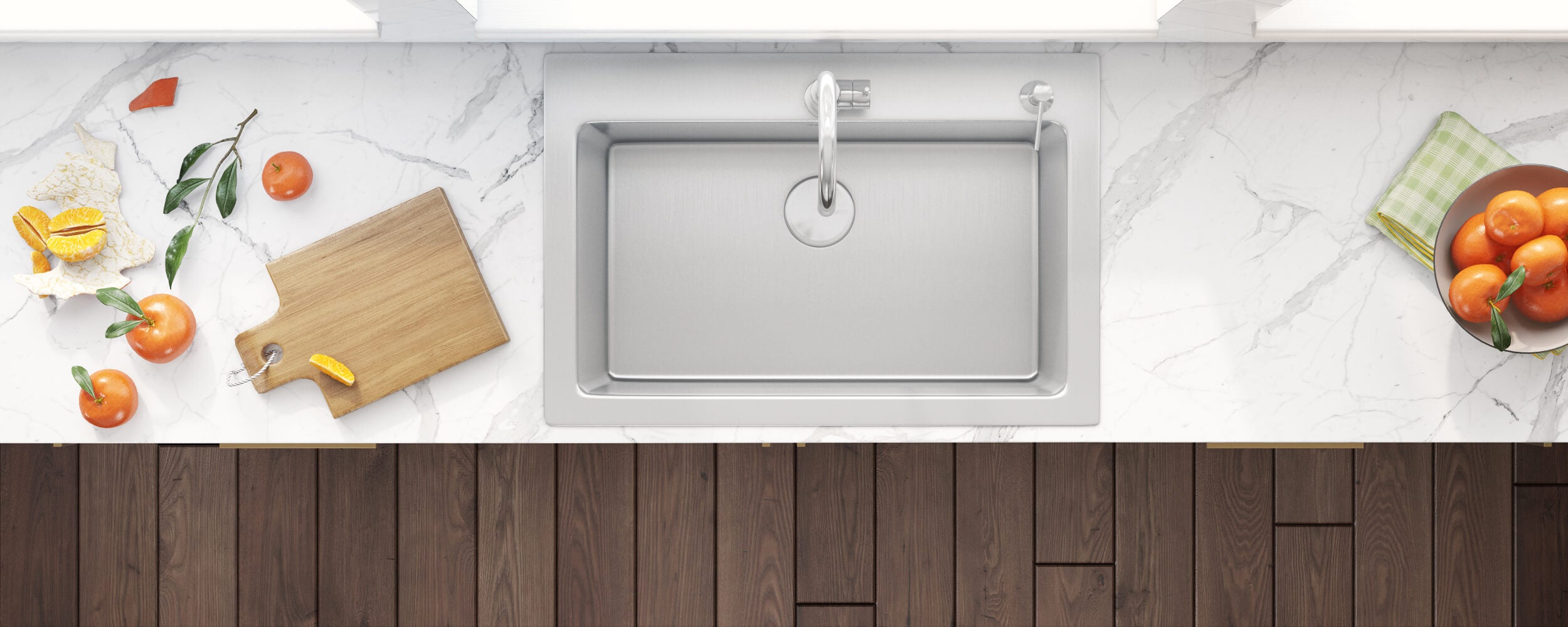 Alternative View of Ruvati Modena 33" Drop-in Topmount Stainless Steel Kitchen Sink, 16 Gauge, RVM5001