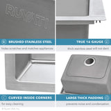 Ruvati Modena 21-inch Drop-in Topmount Bar Prep Kitchen Sink 16 Gauge Stainless Steel Single Bowl, 16, RVM5021