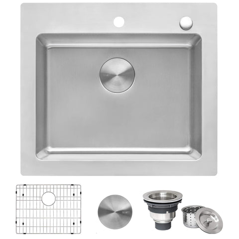 Main Image of Ruvati Modena 25" Drop-in Topmount Stainless Steel Kitchen Sink, 16 Gauge, RVM5025