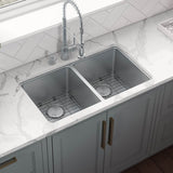 Main Image of Ruvati Modena 28" Undermount Stainless Steel Kitchen Sink, 50/50 Double Bowl, 16 Gauge, RVM5077