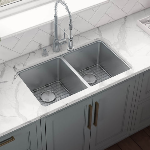 Main Image of Ruvati Modena 31" Undermount Stainless Steel Kitchen Sink, 50/50 Double Bowl, 16 Gauge, RVM5099