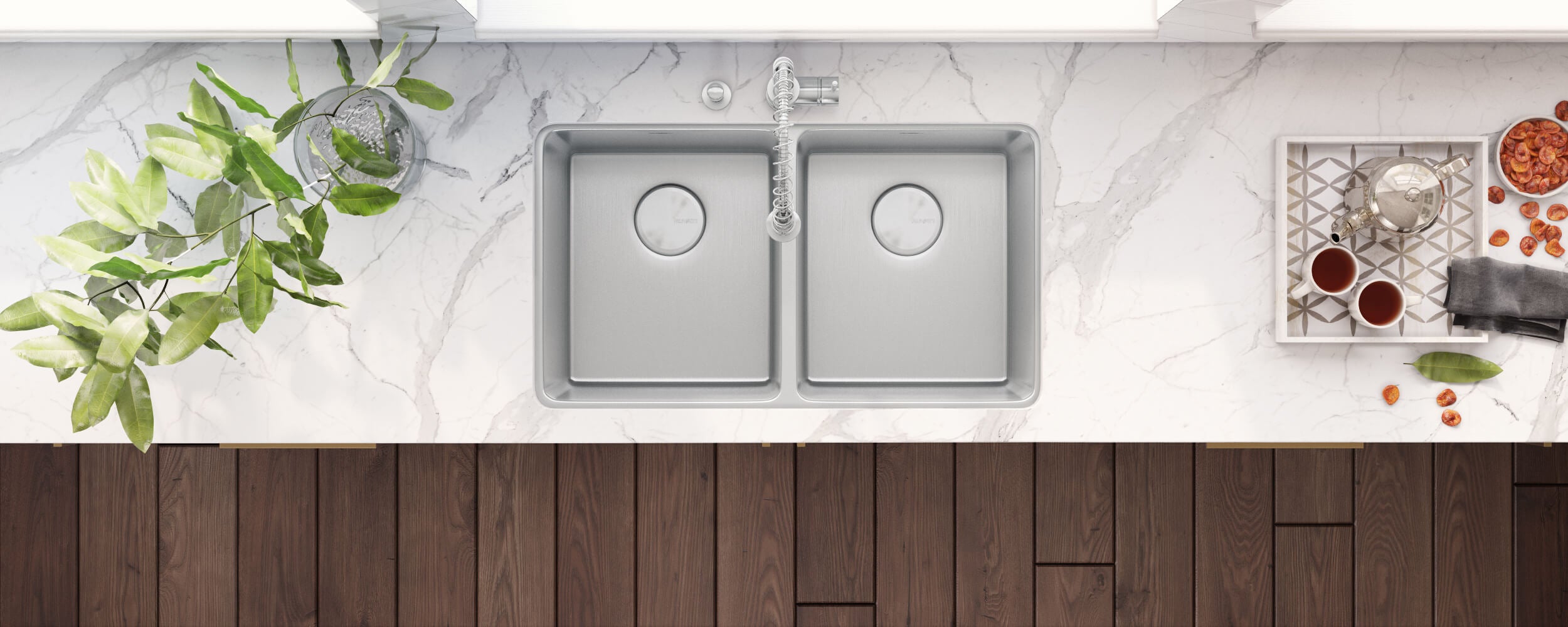 Alternative View of Ruvati Modena 31" Undermount Stainless Steel Kitchen Sink, 50/50 Double Bowl, 16 Gauge, RVM5099