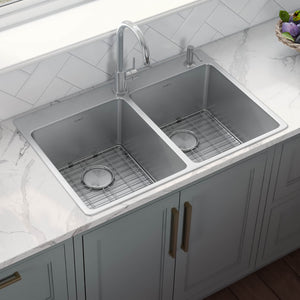 Alternate Image for Ruvati Modena 33" Drop-in Topmount Stainless Steel Kitchen Sink, 50/50 Double Bowl, 16 Gauge, RVM5150