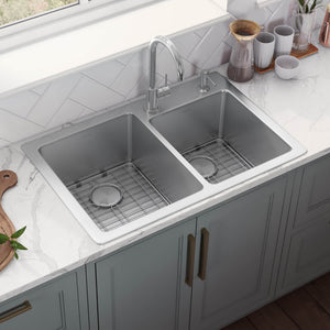 Alternate Image for Ruvati Modena 33" Drop-in Topmount Stainless Steel Kitchen Sink, 60/40 Double Bowl, 16 Gauge, RVM5166