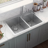 Main Image of Ruvati Modena 33" Drop-in Topmount Stainless Steel Kitchen Sink, 60/40 Double Bowl, 16 Gauge, RVM5166