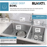 Alternative View of Ruvati Modena 33" Drop-in Topmount Stainless Steel Kitchen Sink, 70/30 Double Bowl, 16 Gauge, RVM5173