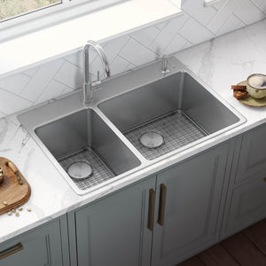 Alternate Image for Ruvati Modena 33" Drop-in Topmount Stainless Steel Kitchen Sink, 30/70 Double Bowl, 16 Gauge, RVM5176