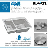 Alternative View of Ruvati Modena 33" Drop-in Topmount Stainless Steel Kitchen Sink, 30/70 Double Bowl, 16 Gauge, RVM5176