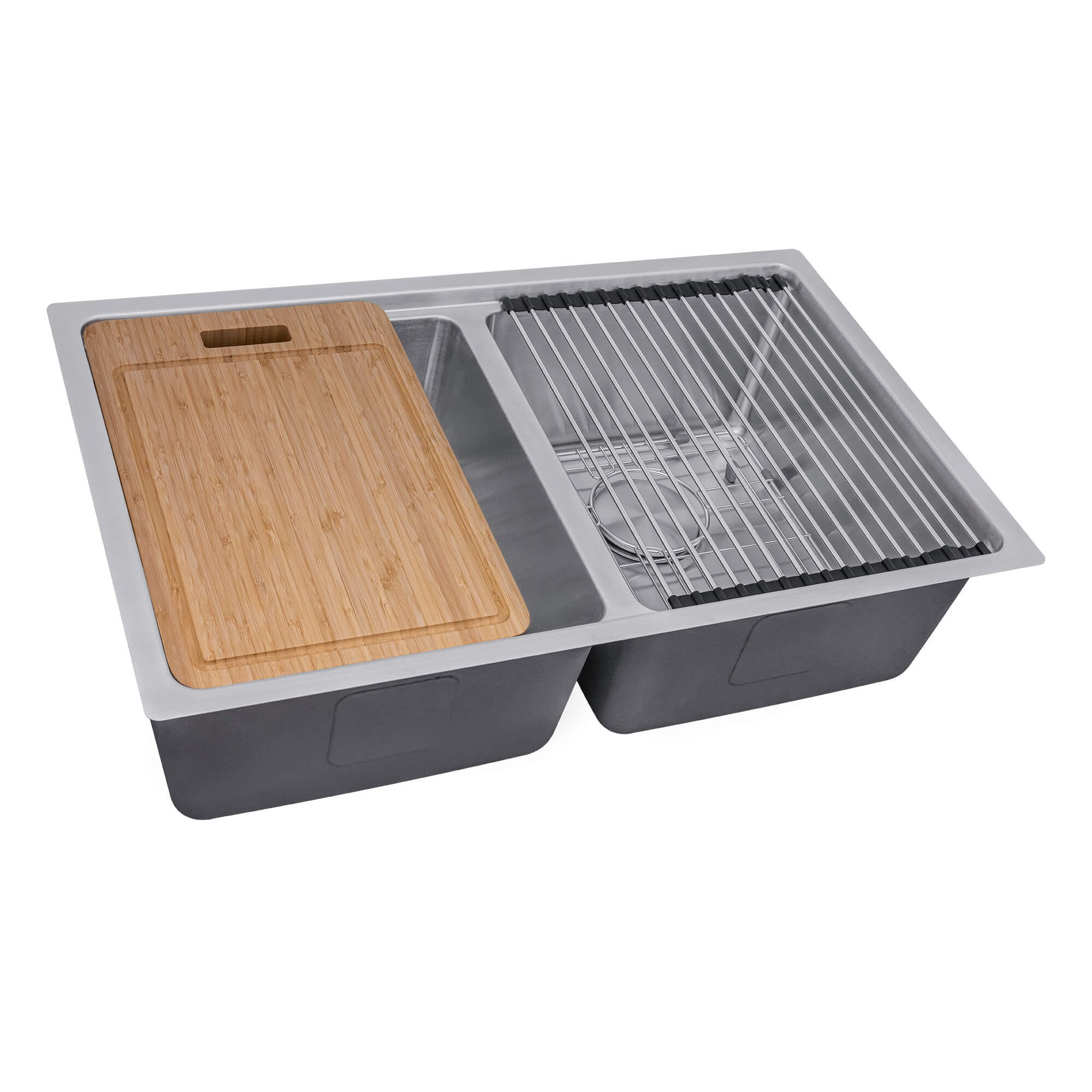 Ruvati Renaro 31" Undermount Stainless Steel Workstation Kitchen Sink, 50/50 Double Bowl, RVM5239 Product Image