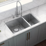 Main Image of Ruvati Modena 32" Undermount Stainless Steel Kitchen Sink, 70/30 Double Bowl, 16 Gauge, RVM5300