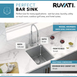 Alternative View of Ruvati Modena 15" Undermount Rectangle Stainless Steel Bar/Prep Sink, 16 Gauge, RVM5815