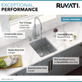 Alternative View of Ruvati Modena 15" Undermount Rectangle Stainless Steel Bar/Prep Sink, 16 Gauge, RVM5815